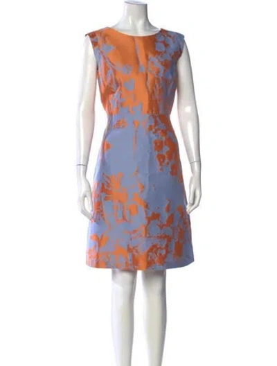 Pre-owned Lafayette 148 Floral Print Knee-length Dress In Neutral