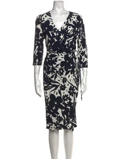 Pre-owned Lafayette 148 Floral Print Knee-length Dress W/ Tags In Multi