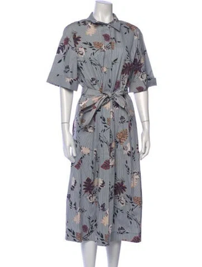 Pre-owned Lafayette 148 Floral Print Long Dress In Black