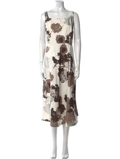 Pre-owned Lafayette 148 Floral Print Long Dress In Blue