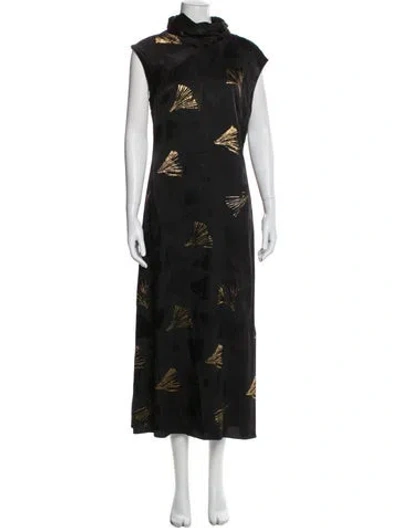 Pre-owned Lafayette 148 Floral Print Long Dress In Blue