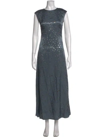 Pre-owned Lafayette 148 Floral Print Long Dress In Blue