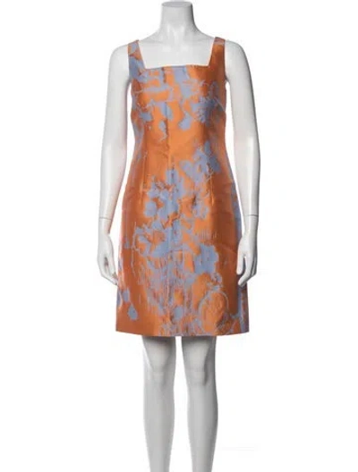 Pre-owned Lafayette 148 Floral Print Mini Dress In Blue