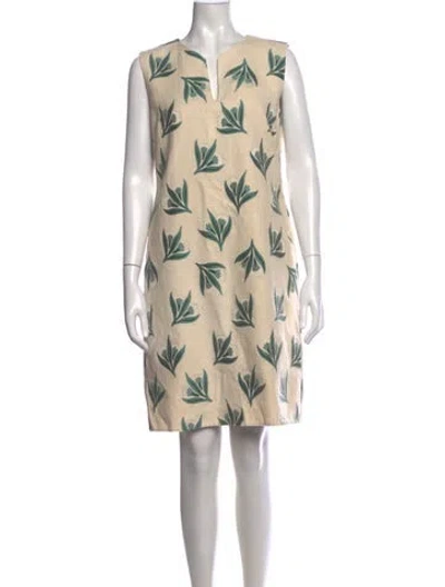Pre-owned Lafayette 148 Floral Print Mini Dress In Neutrals