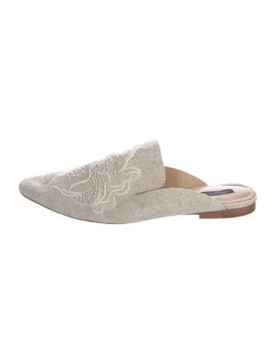 Pre-owned Lafayette 148 Floral Print Mules In Neutrals