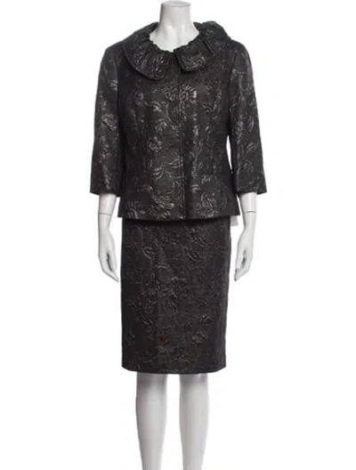 Pre-owned Lafayette 148 Floral Print Skirt Set In Black