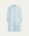 Lafayette 148 Flounce Cotton Shirtdress In Venetian Sky Melange