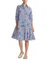 Lafayette 148 Striped Brushstroke-print Shirtdress In Sky Multi