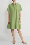 LAFAYETTE 148 FLOUNCED HEM COTTON POPLIN SHIRTDRESS