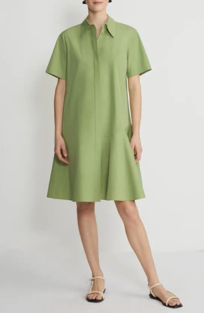 Lafayette 148 Flounce Cotton Poplin Midi Shirtdress In Eucalyptus