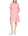 Lafayette 148 Plus-size Slub Cotton Flounced Hem Shirtdress