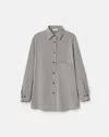 Lafayette 148 Fluid Houndstooth Jacquard Oversized Shirt In Gray