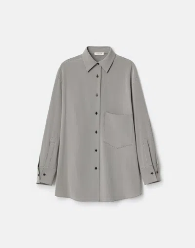 Lafayette 148 Fluid Houndstooth Jacquard Oversized Shirt In Gray