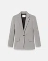 Lafayette 148 Fluid Houndstooth Jacquard Single Button Fitted Blazer In Gray