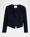 Lafayette 148 Foldover-front Double-face Wool-cashmere Jacket In Black
