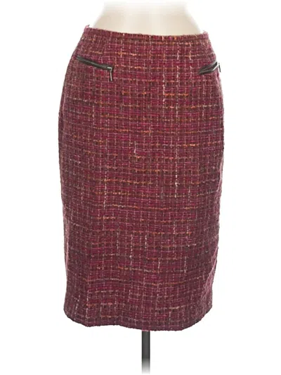 Pre-owned Lafayette 148 Formal Skirt In Burgundy