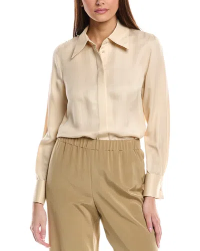 Lafayette 148 French Cuffed Silk-blend Blouse In Sand