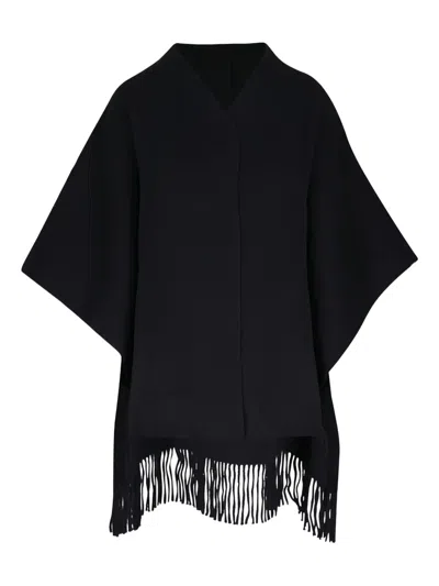 Lafayette 148 Fringe V-neck Coat In Black