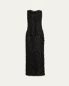 Lafayette 148 Fringed Jacquard Column Gown In Black