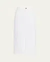 Lafayette 148 Front-slit Cotton Midi Skirt