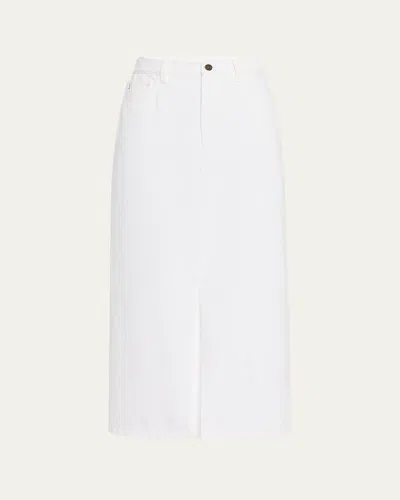 Lafayette 148 Front-slit Cotton Midi Skirt