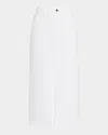 Lafayette 148 L148 Denim Slit Midi Skirt In Washed Plaster