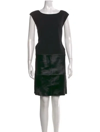 Pre-owned Lafayette 148 Fur Knee-length Dress In Black