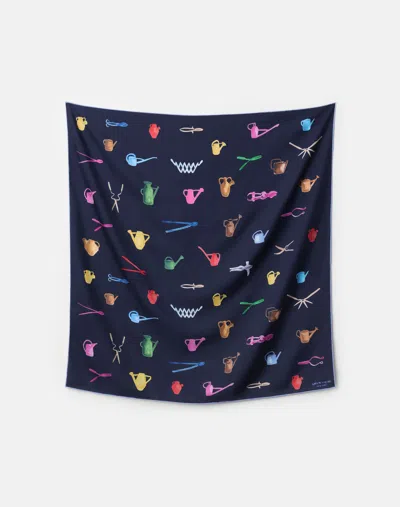 Lafayette 148 Gardener Print Silk Twill Square Scarf In Blue