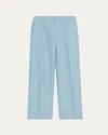 Lafayette 148 Gates High-rise Straight-leg Linen-blend Pants In Blue