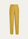 Lafayette 148 Gates High-rise Straight-leg Linen-blend Pants In Desert Grass