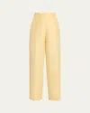 Lafayette 148 Gates High-rise Straight-leg Linen-blend Pants In Yellow Yarrow