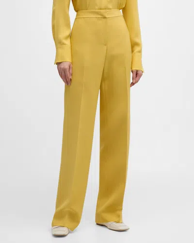 Lafayette 148 Gates Straight-leg Pants In Canary Yellow