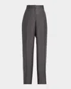 Lafayette 148 Gates Straight-leg Wool Twill Pants In Gray
