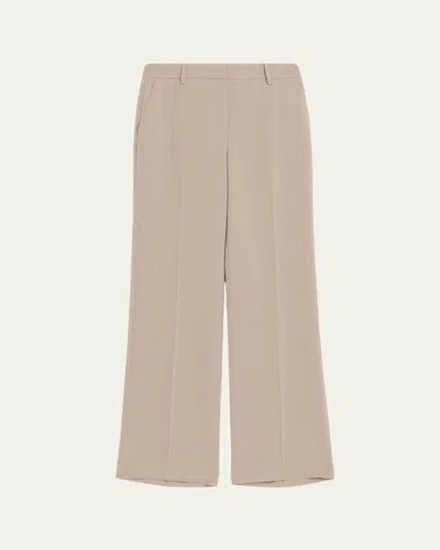 Lafayette 148 Gates Straight-leg Crepe Pants In Brown