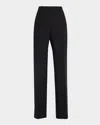 Lafayette 148 Gates Tuxedo Stripe Wool-silk Pants In Black