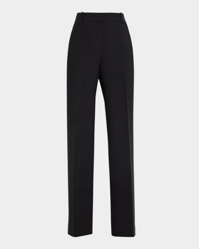 Lafayette 148 Gates Tuxedo Stripe Wool-silk Pants In Black