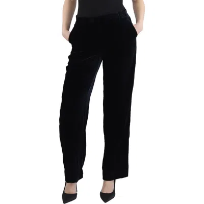 Lafayette 148 Gates Womens Velvet Low Rise Straight Leg Pants In Blue
