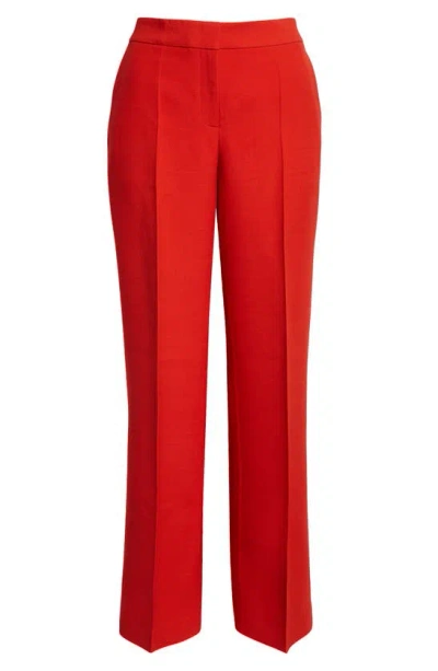 Lafayette 148 Gates Wool & Silk Crepe Straight Leg Trousers In Cherry