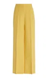 Lafayette 148 Gates Wool-silk Crepe Pants In Yellow