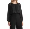 Lafayette 148 Ruched Balloon-sleeve Silk Georgette Blouse In Black