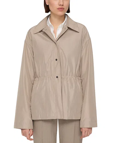 Lafayette 148 Gathered Waist Snap Jacket In Gray