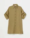 Lafayette 148 Gemma Cloth Voile Sheer Tab Sleeve Shirt In Loden Green