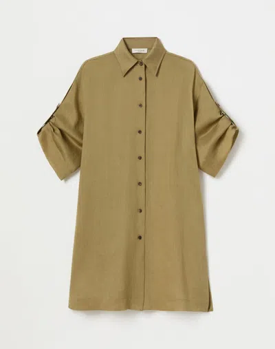 Lafayette 148 Gemma Cloth Voile Sheer Tab Sleeve Shirt In Loden Green