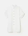 Lafayette 148 Gemma Cloth Voile Sheer Tab Sleeve Shirt In White