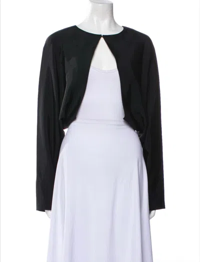 Lafayette 148 Georgette Cutaway Bolero Blouse In Black