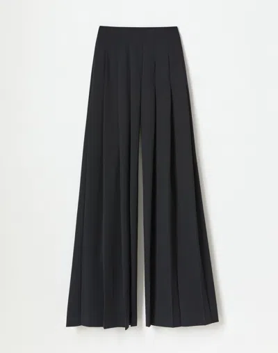 Lafayette 148 Georgette Leland Pleated Wide Leg Pant In Black