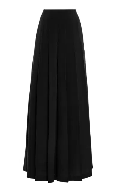 Lafayette 148 Georgette Pleated Wide Leg Pants In Black