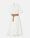 Lafayette 148 Gesture Cotton Jacquard Dolman Belted Dress In White