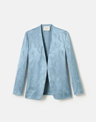 Lafayette 148 Gesture Jacquard Cardigan Jacket In Paper Blue
