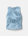 Lafayette 148 Gesture Jacquard Sleeveless Fitted Blouse In Paper Blue